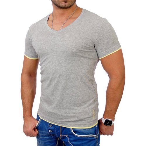 Reslad Herren T-Shirt Miami RS-5050 Grau-Gelb XL