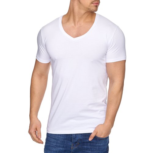 Reslad Herren V-Neck T-Shirt RS-5052 Weiß 2XL