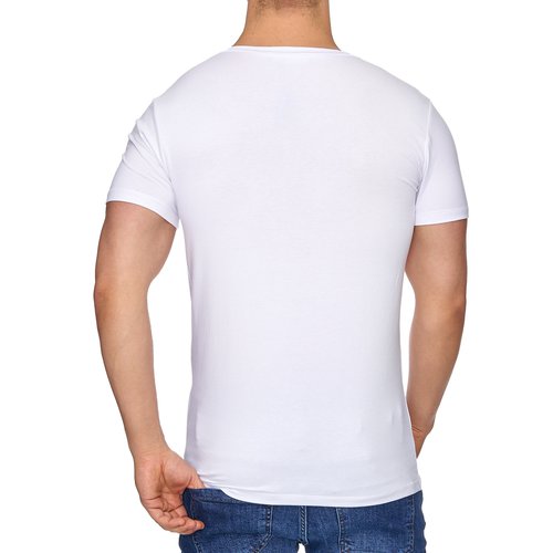 Reslad Herren V-Neck T-Shirt RS-5052 Weiß 2XL