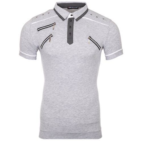 Reslad Herren Zipper Style T-Shirt Poloshirt RS-5028 Grau L