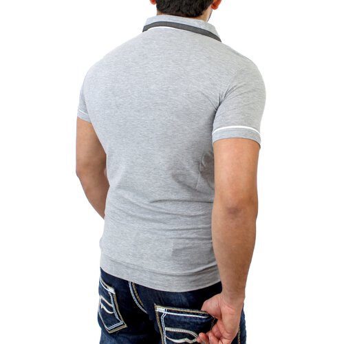 Reslad Herren Zipper Style T-Shirt Poloshirt RS-5028 Grau XL