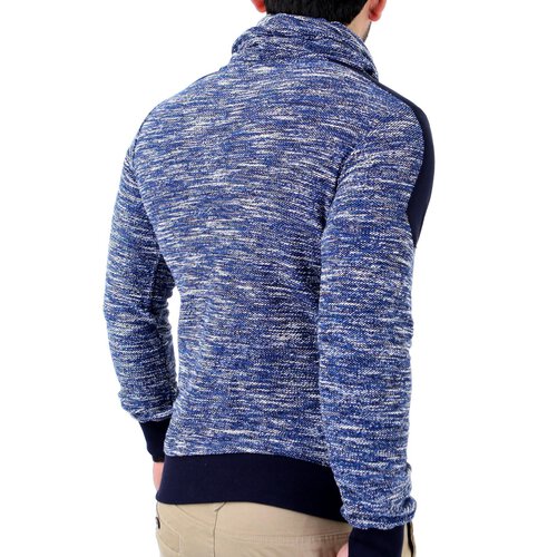 Reslad Herren Huge Collar Sweatshirt Pullover RS-105 Blau S