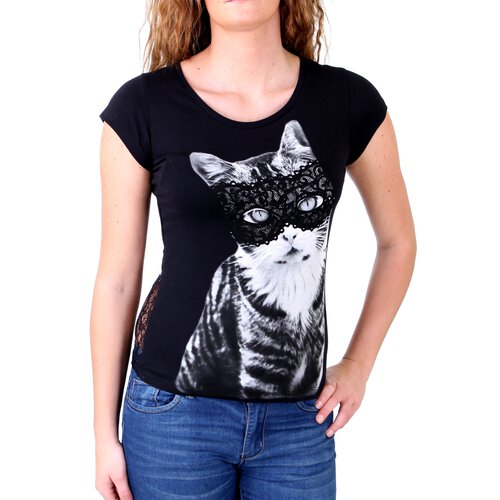 Madonna T-Shirt Damen FIEN Sweet Kitty Rückenteil aus Spitze MF-406989