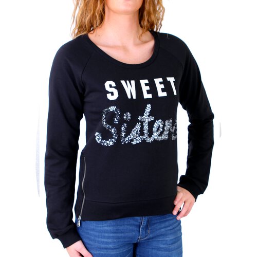 Madonna Sweatshirt Damen LIZ Deko-Zipper Short Sweater mit Aufdruck MF-407009