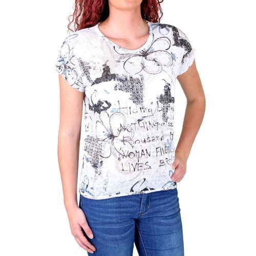 Madonna T-Shirt Damen JOSEPHINE Allover Flower Print Shirt MF-741543 Weiß S