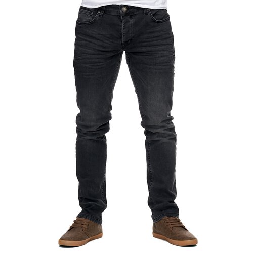 Reslad Jeans-Herren Slim Fit Basic Style Stretch-Denim Jeans-Hose RS-2063 Schwarz W30 / L30