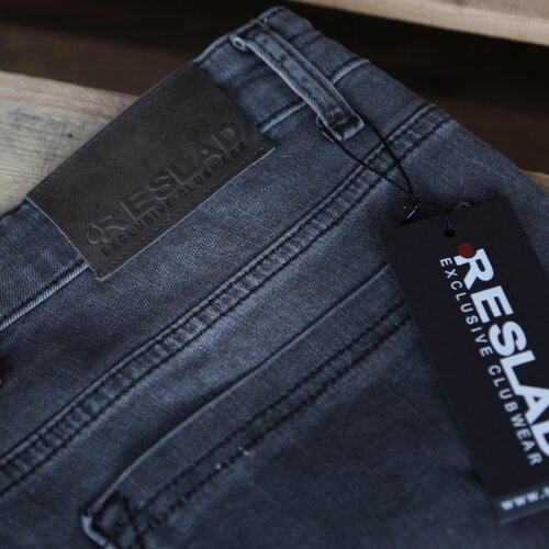 Reslad Jeans-Herren Slim Fit Basic Style Stretch-Denim Jeans-Hose RS-2063 Schwarz W30 / L30