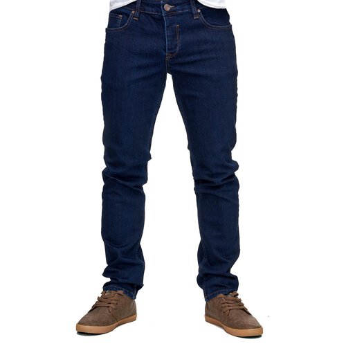 Reslad Jeans-Herren Slim Fit Basic Style Stretch-Denim Jeans-Hose RS-2063 Dunkelblau W38 / L34
