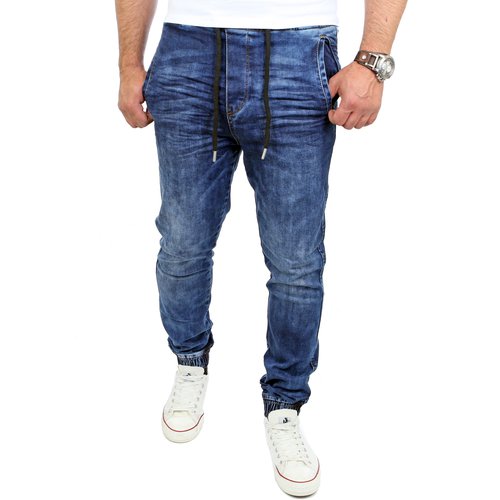 Reslad Casual Style Jeans-Herren Slim Fit Jogging-Hose RS-2071 Blau S