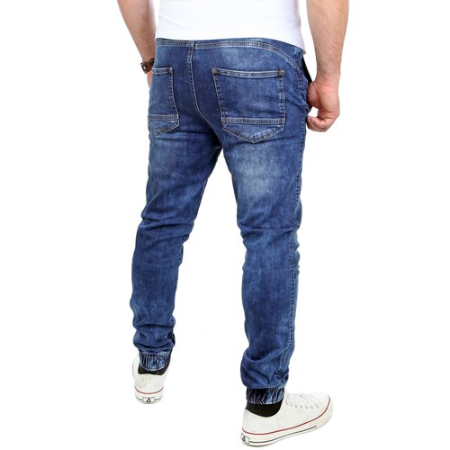Reslad Casual Style Jeans-Herren Slim Fit Jogging-Hose RS-2071 Blau S