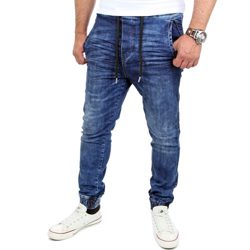 Reslad Casual Style Jeans-Herren Slim Fit Jogging-Hose RS-2071 Blau L