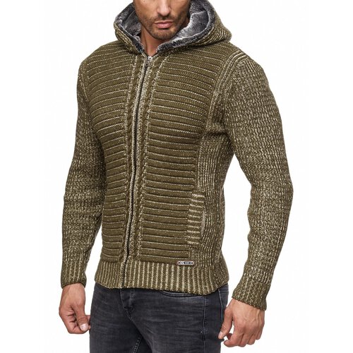 Reslad Strickjacke mit Fellkapuze RS-18002